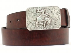 M and F Western Product N2471002 Men's Standard Belt in Brown Tumbled Cow with Fancy Buckle